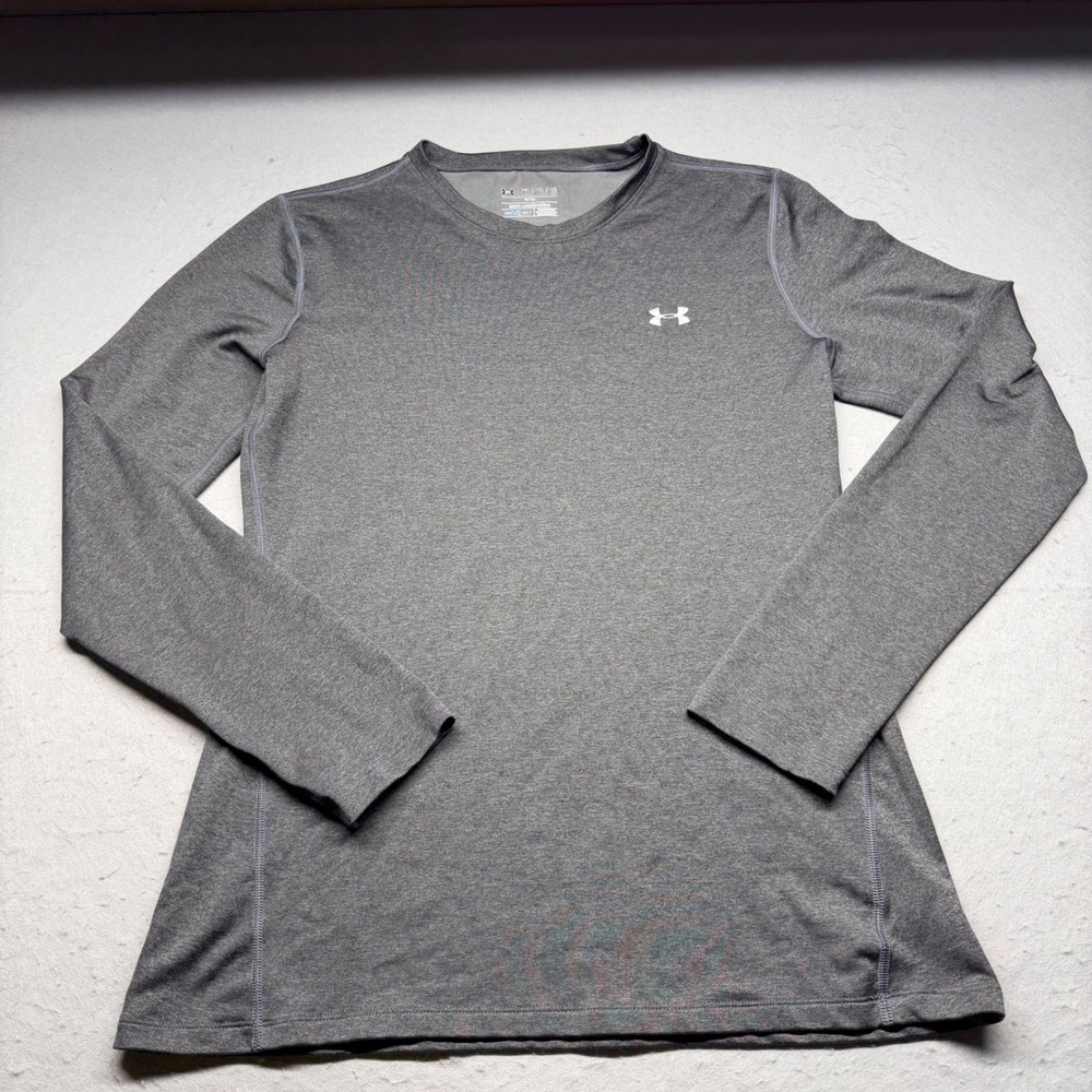 Under Armour Shirt Womens XL Gray ColdGear Fitted Long Sleeve Base Layer Top